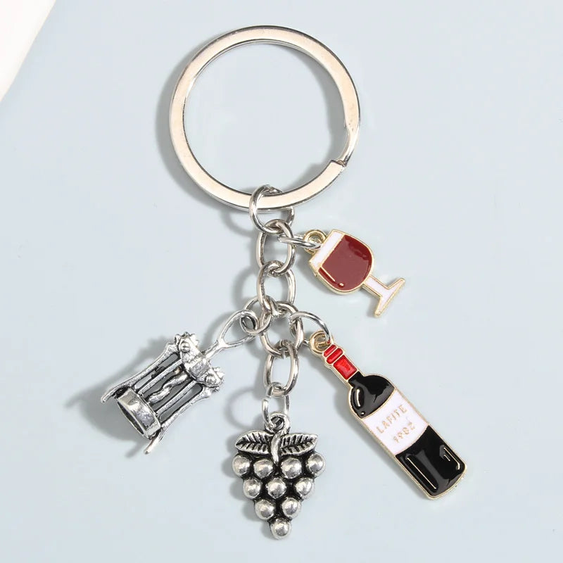 Enamel Wine & Beer Keychain – Trendy Bar-Themed Key Ring for Bags, Cars & Gifts