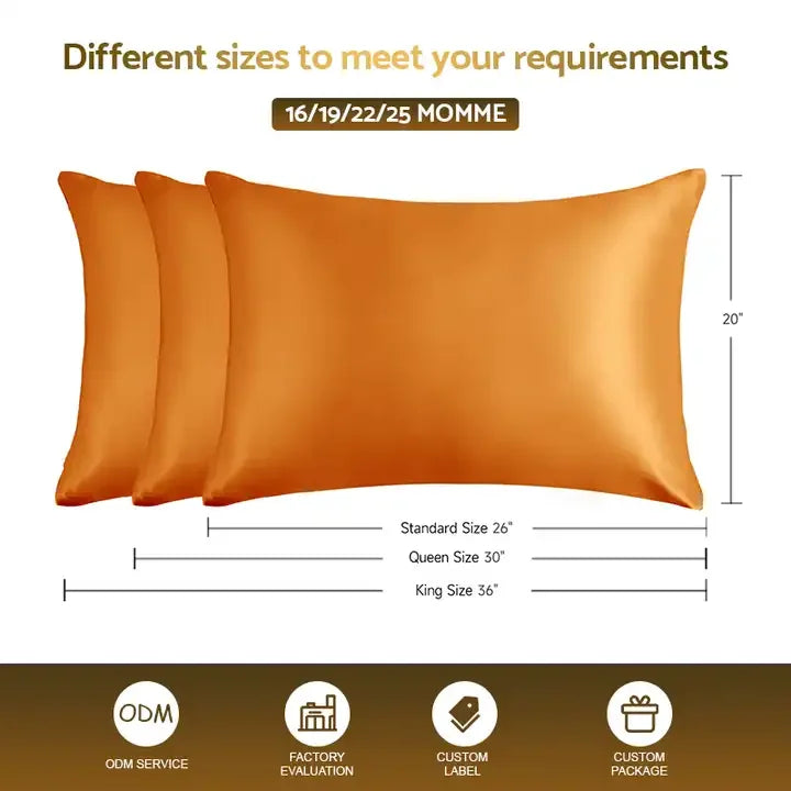 Luxury 100% Mulberry Silk Pillowcase – 19 Momme, Hidden Zipper, Both Sides Real Silk, Queen & King Sizes