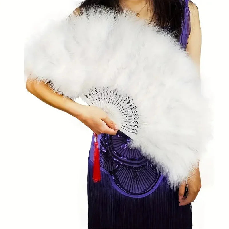 1920s Peacock Feather Folding Fan – Great Gatsby Party, Dance & Wedding Show Accessory