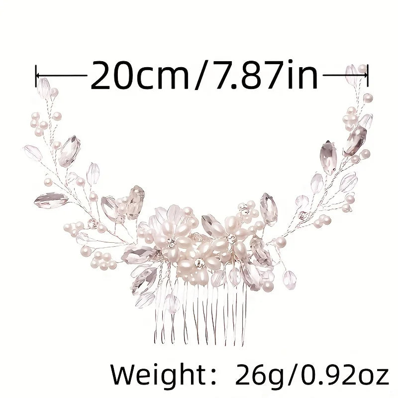 Elegant Crystal Rhinestone & Pearl Bridal Hair Comb – Wedding Headpiece Tiara for Brides & Bridesmaids