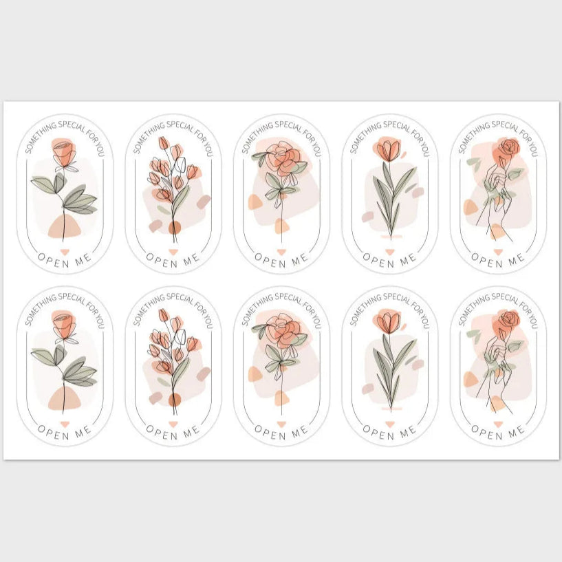 Botanical “Happy To See You” Stickers – Elegant Small Business & Gift Box Seals (100pcs)