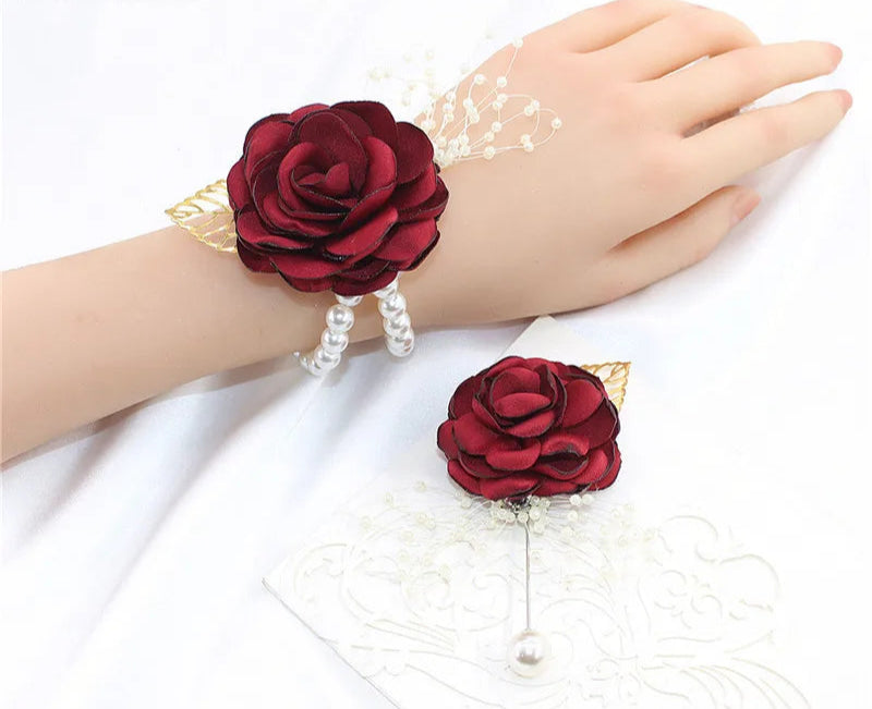 Elegant Rose Wrist Corsage & Boutonniere – Perfect for Weddings, Proms & Formal Events