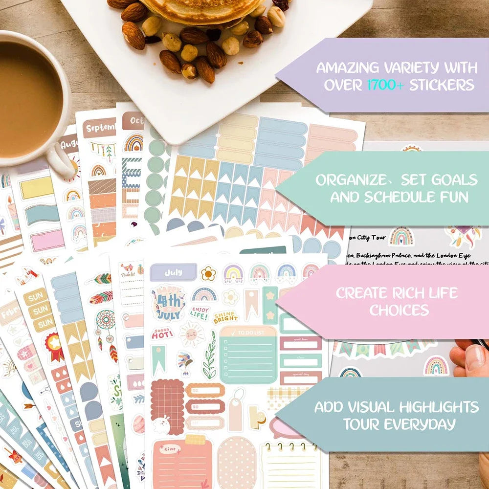 24-Sheet Planner Sticker Book – 1700+ Stickers for Daily, Weekly & Monthly Journaling