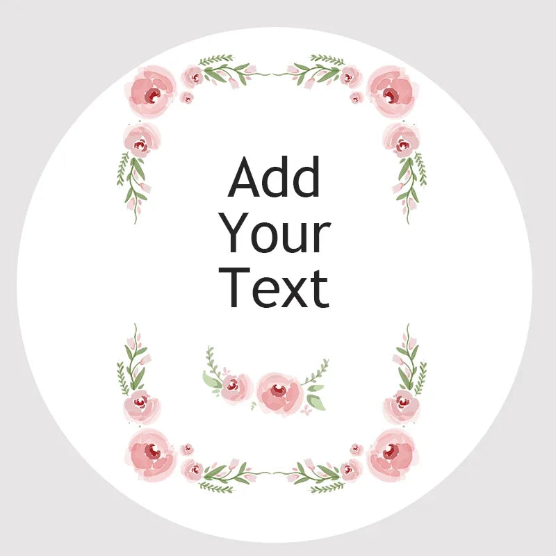 Custom Floral Frame Design Stickers – Personalized Round Labels for Weddings, Gifts & Packaging (100pcs)