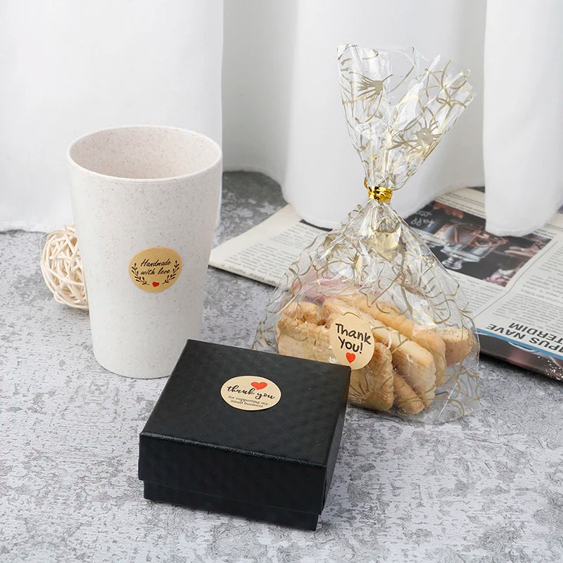 Vintage Kraft “Thank You” Stickers – 500pcs Roll for Small Business Packaging & Gifts