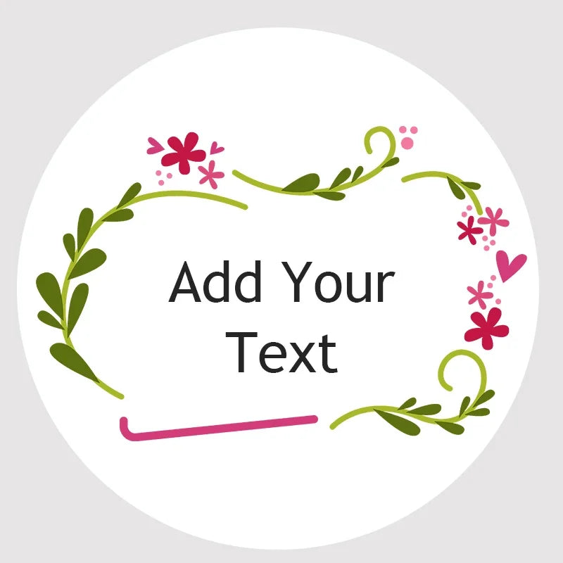 Custom Floral Frame Design Stickers – Personalized Round Labels for Weddings, Gifts & Packaging (100pcs)
