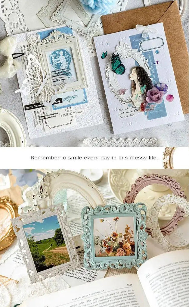 European Vintage Frame Cardstock Set – Retro DIY Paper Craft Collection