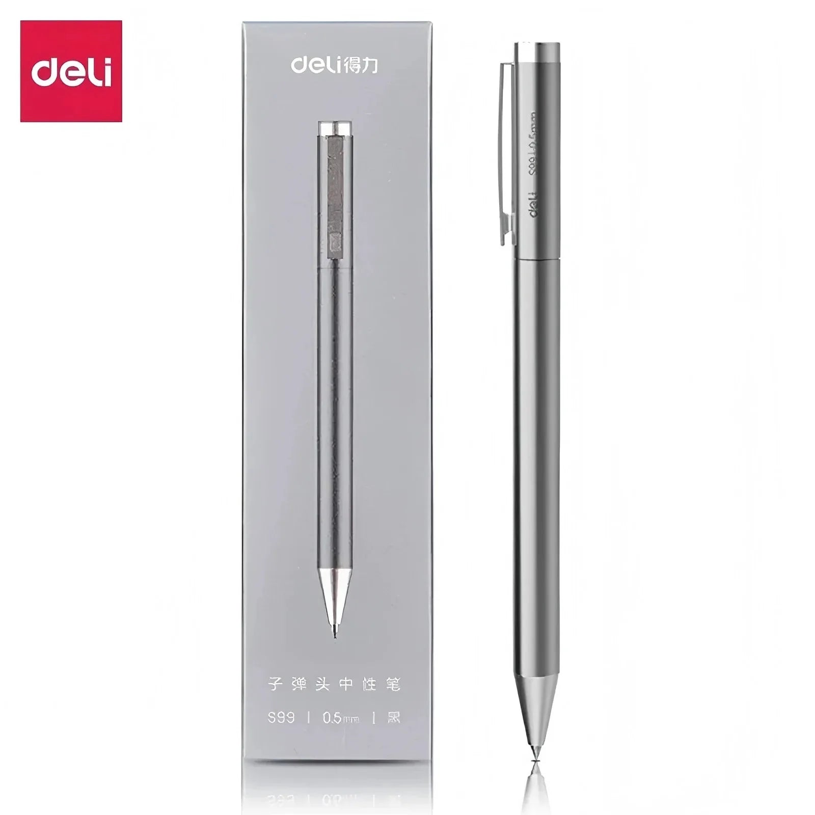 Xiaomi DELI Metal Sign Pen 0.5mm Gel Ink Pens Golden Silver Color Metallic Writing Pen Office Supplies