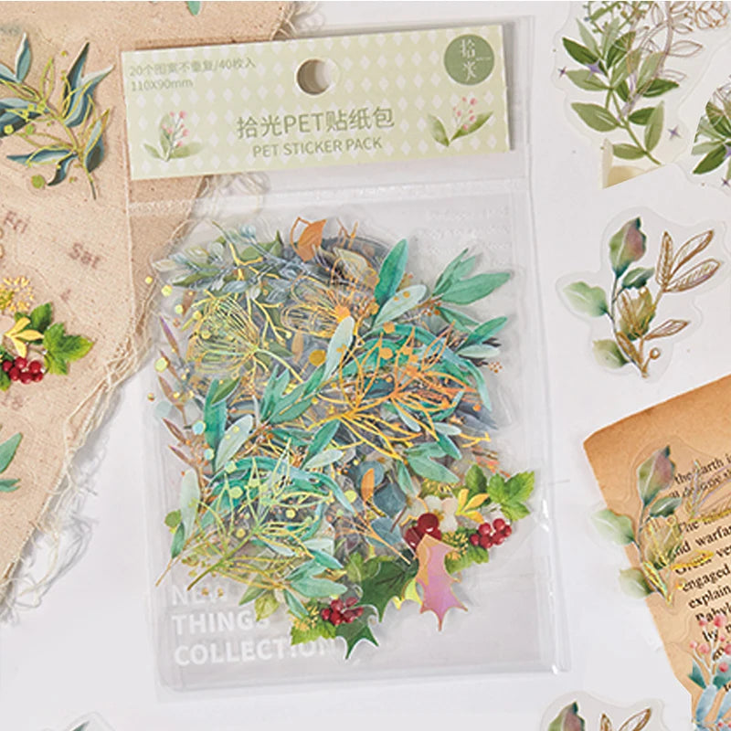 Blossom Dreams PET Sticker Pack – 40 Aesthetic Floral Stickers for DIY Journals, Gifts & Scrapbooks