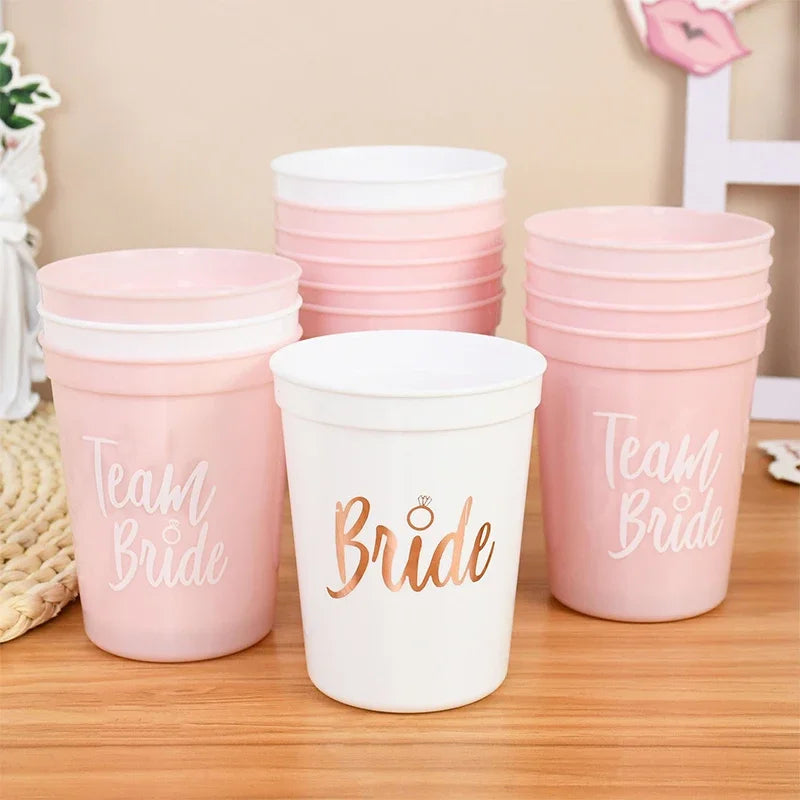 Team Bride & Bride Plastic Cups – Bachelorette Party & Bridal Shower Drinkware Set