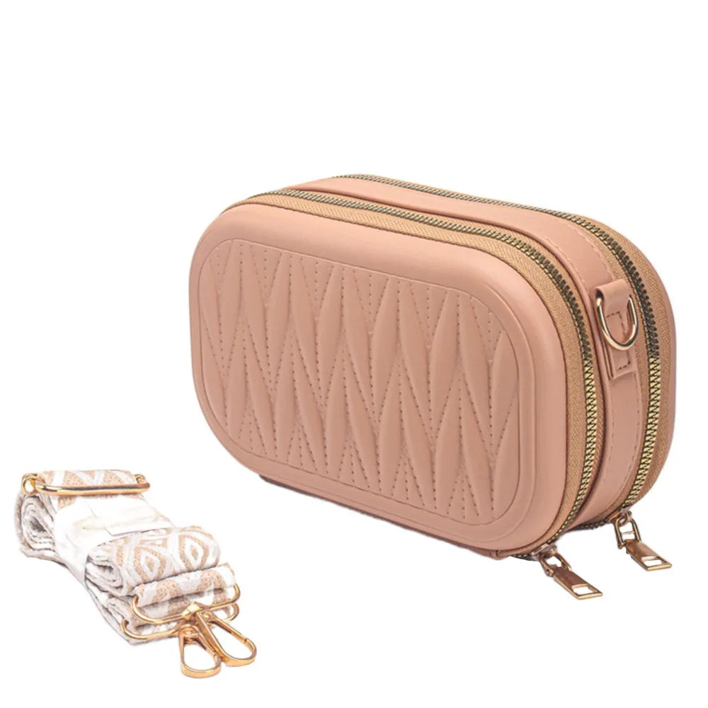 Trendy PU Leather Travel Makeup & Jewellery Organizer Pouch – Crossbody Bag with Strap