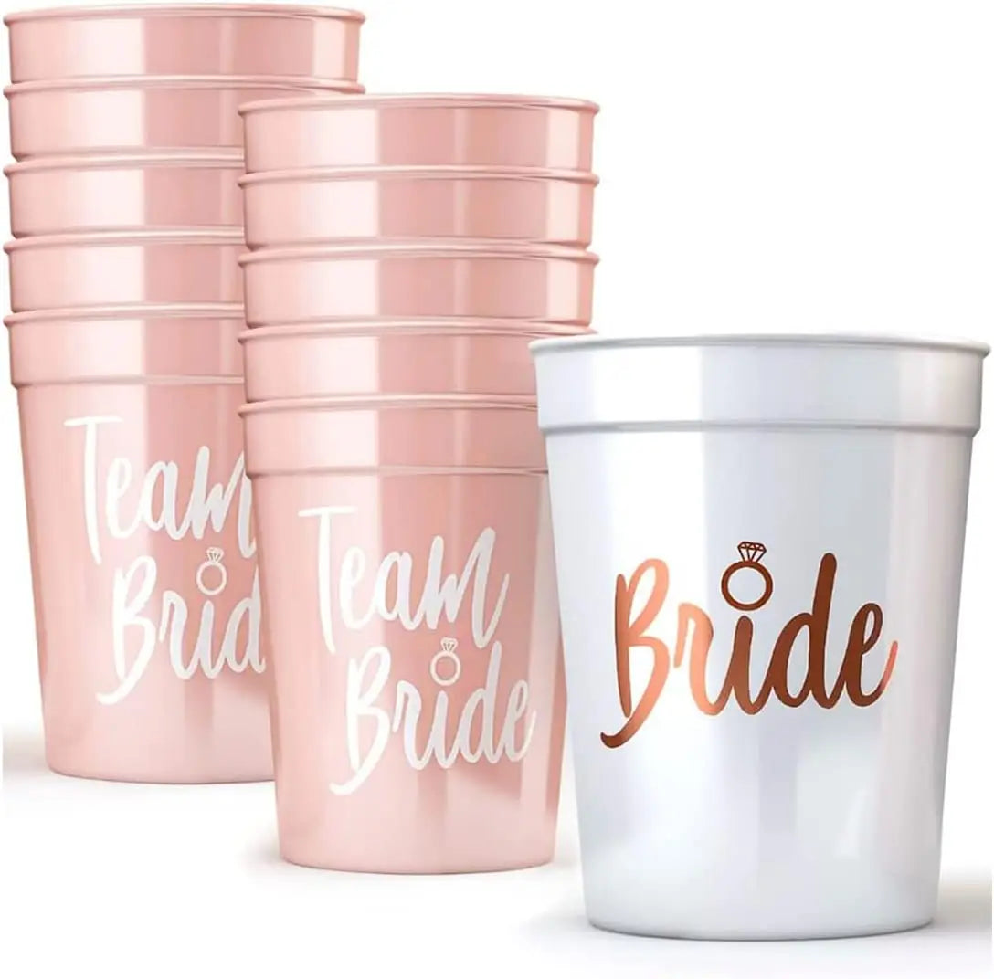 Team Bride & Bride Plastic Cups – Bachelorette Party & Bridal Shower Drinkware Set