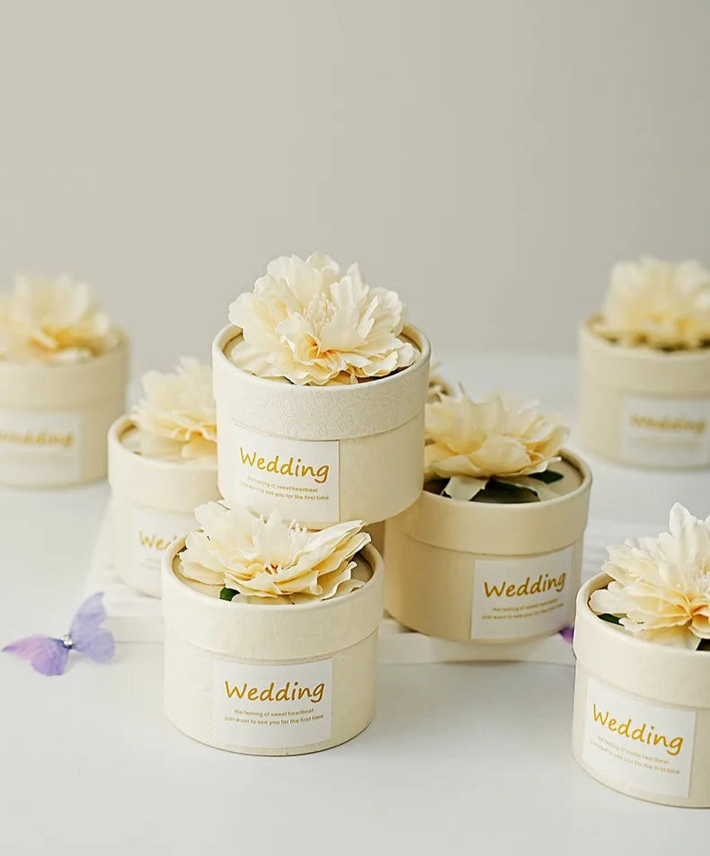 Floral Cylindrical Candy Gift Boxes – Wedding & Party Favor Packaging (10/20/30pcs)