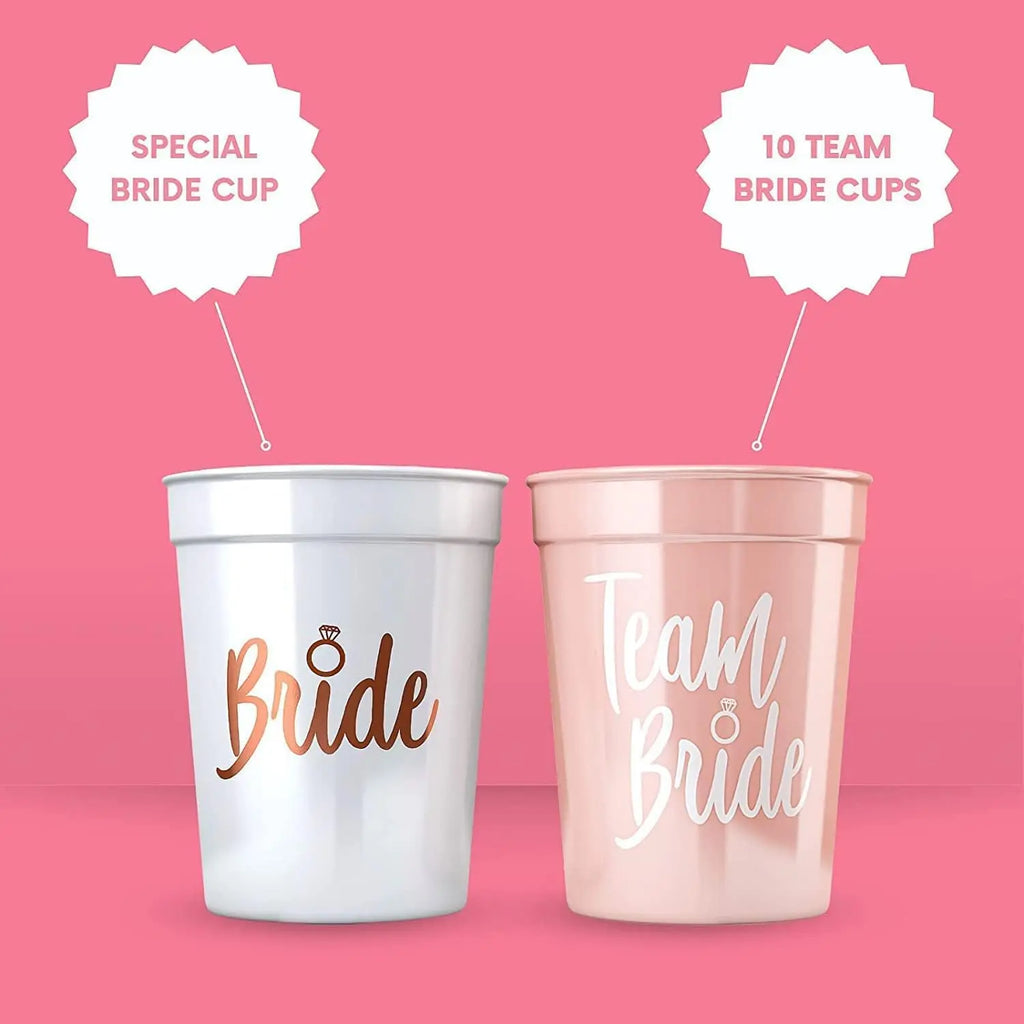 Team Bride & Bride Plastic Cups – Bachelorette Party & Bridal Shower Drinkware Set