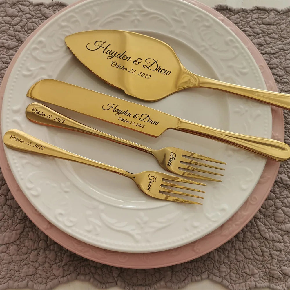 Personalized Wedding Cake Cutting Set – Custom Engraved Knife, Shovel & Fork Gift for Weddings, Anniversaries & Bridal Showers