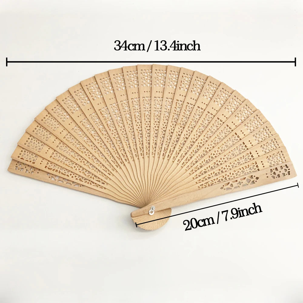Personalized Wooden Folding Hand Fans – Custom Wedding Guest Gifts with Fan Bag (10/50pcs)