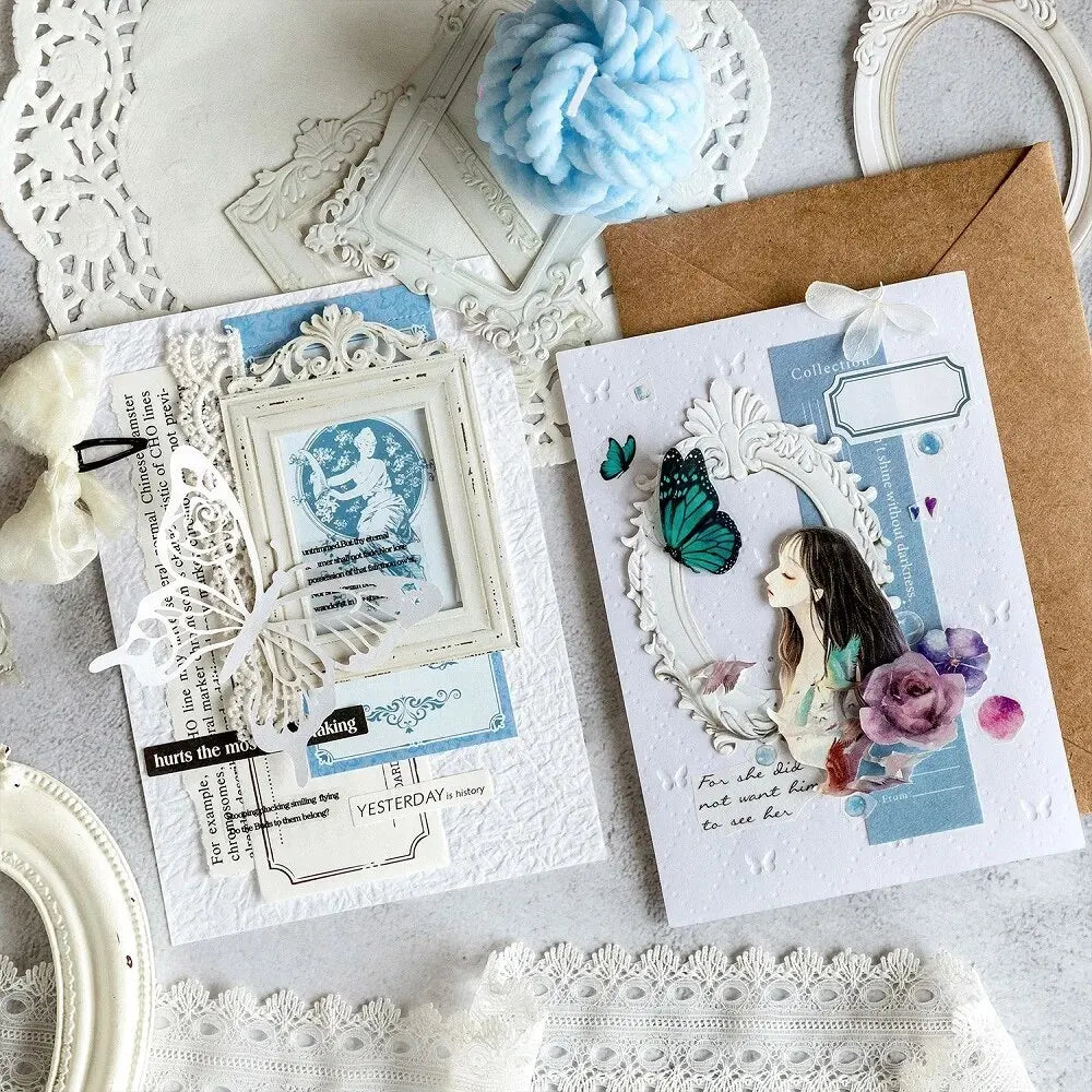 European Vintage Frame Cardstock Set – Retro DIY Paper Craft Collection