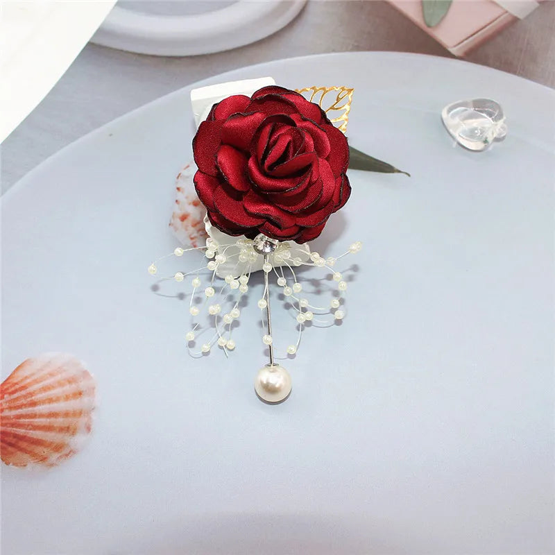 Elegant Rose Wrist Corsage & Boutonniere – Perfect for Weddings, Proms & Formal Events