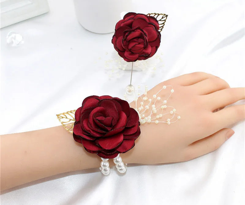 Elegant Rose Wrist Corsage & Boutonniere – Perfect for Weddings, Proms & Formal Events