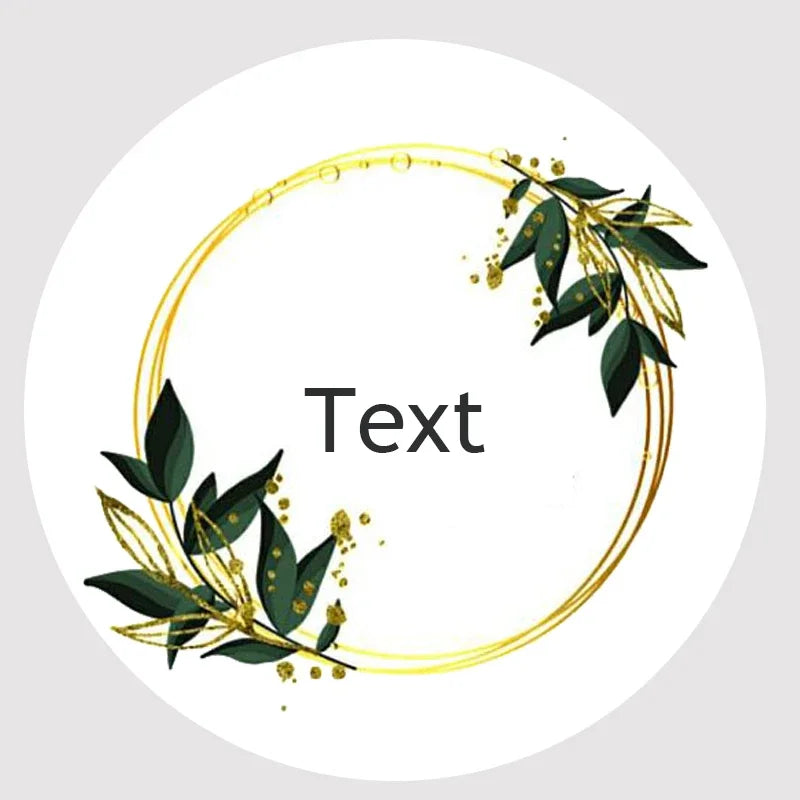 Custom Floral Frame Design Stickers – Personalized Round Labels for Weddings, Gifts & Packaging (100pcs)