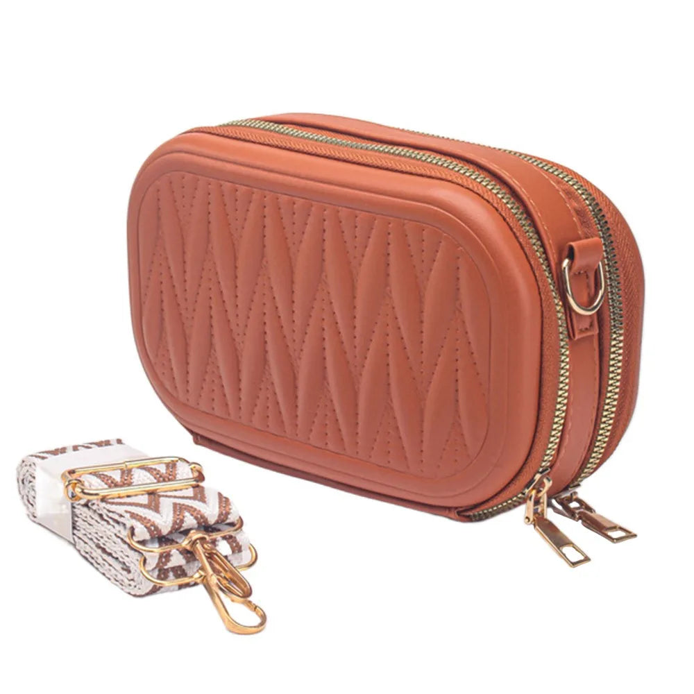 Trendy PU Leather Travel Makeup & Jewellery Organizer Pouch – Crossbody Bag with Strap