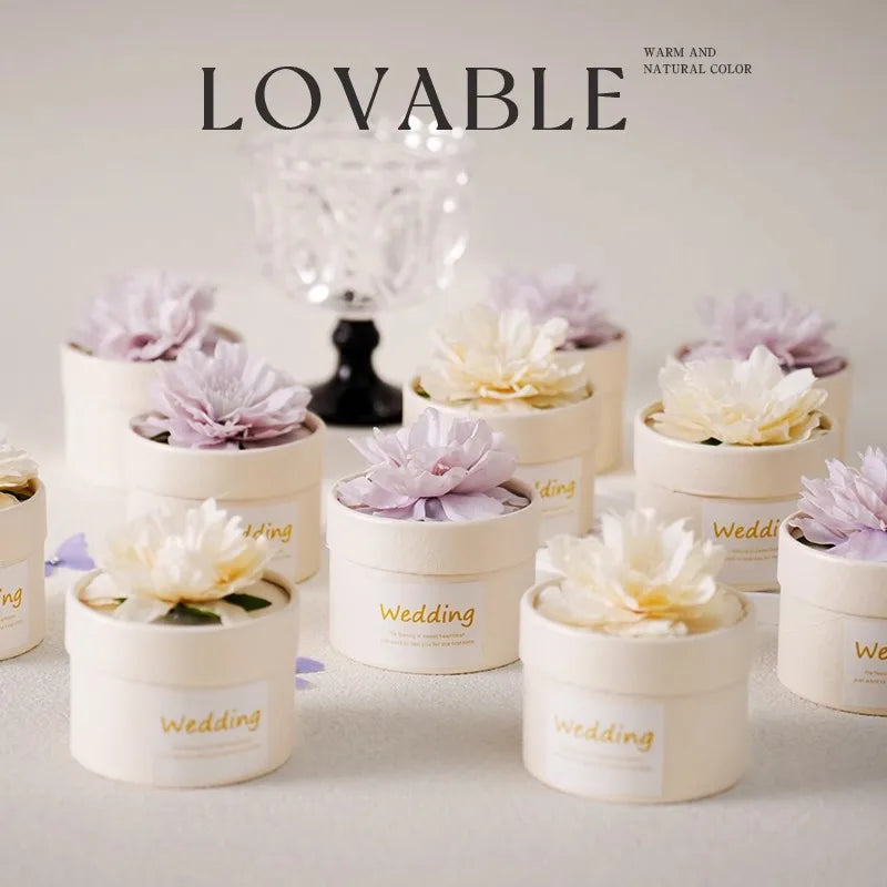 Floral Cylindrical Candy Gift Boxes – Wedding & Party Favor Packaging (10/20/30pcs)