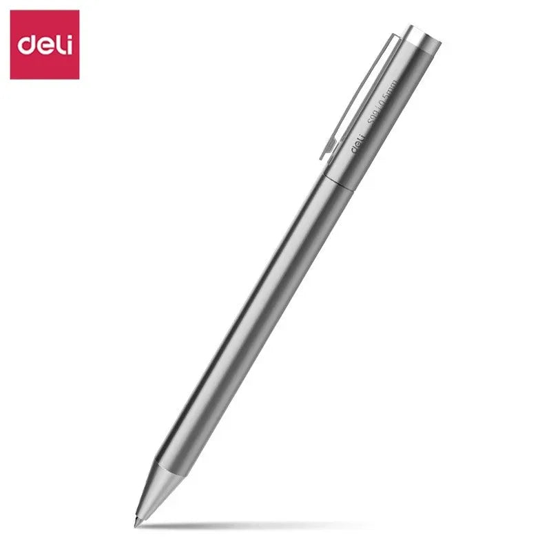 Xiaomi DELI Metal Sign Pen 0.5mm Gel Ink Pens Golden Silver Color Metallic Writing Pen Office Supplies