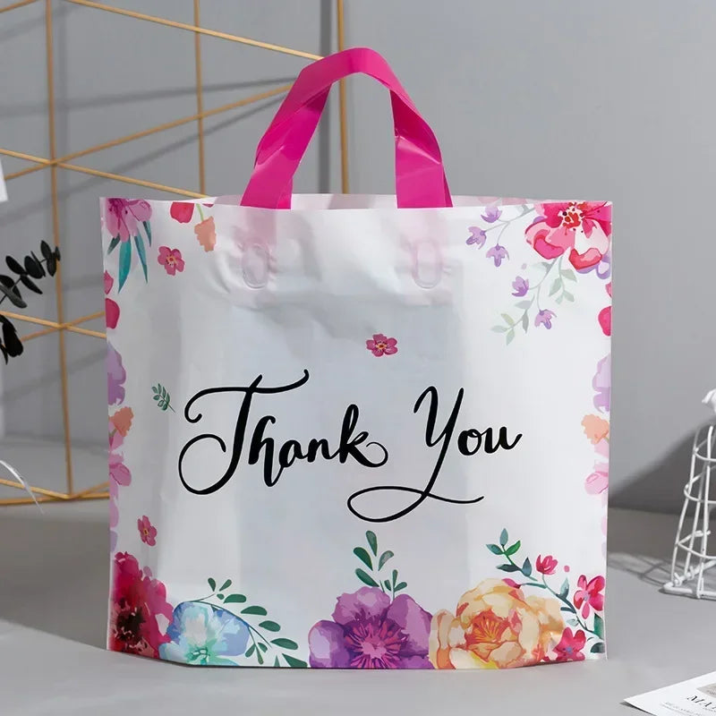 50pcs Floral “Thank You” Gift Bags – Wedding, Birthday & Party Favor Packaging