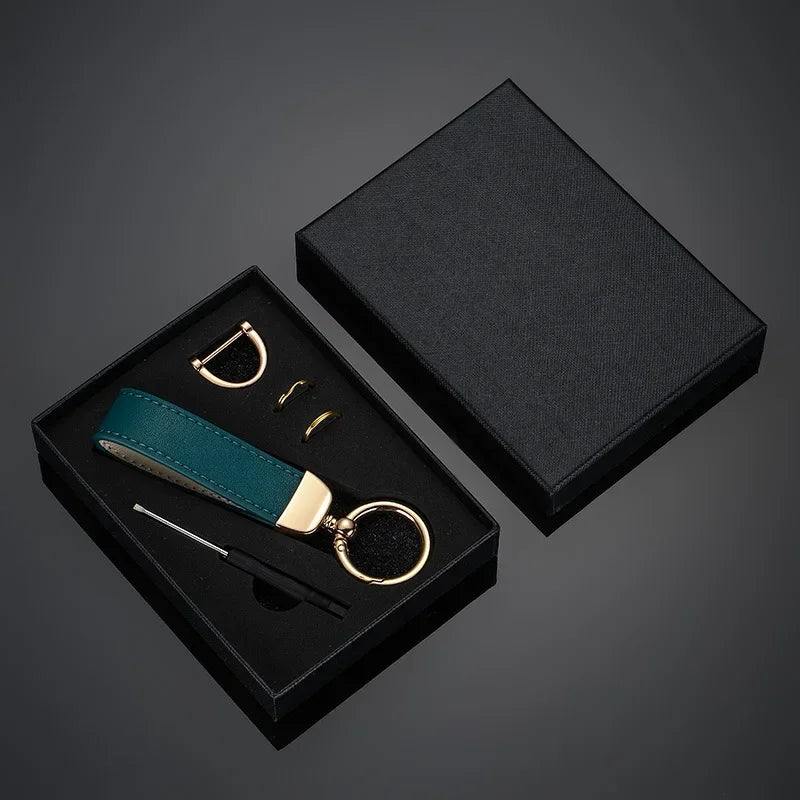 Custom Leather Keychain with Gift Box Personalized LOGO Name Numbers Vintage Keyring Laser Engraved Car Key Chain Holder