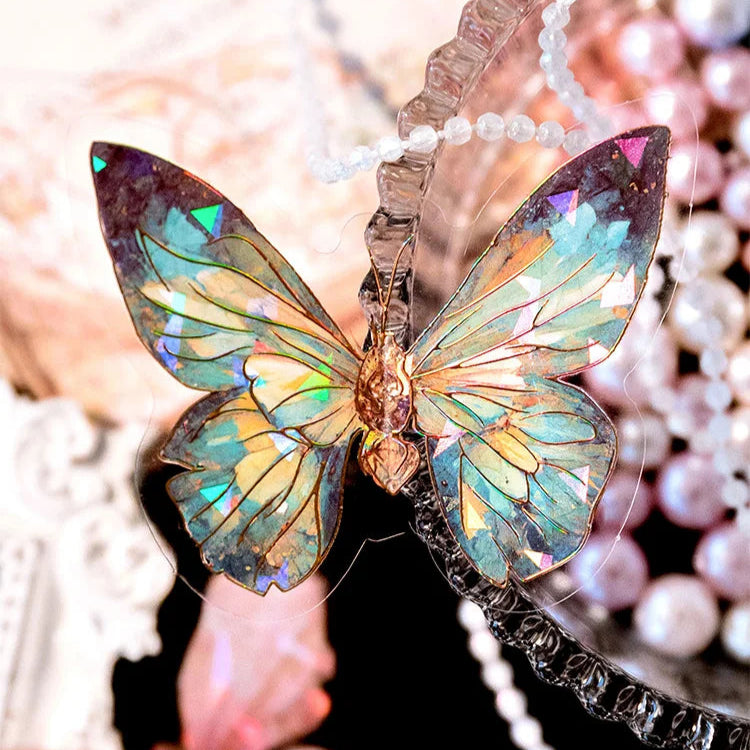 🦋 3D Butterfly Laser Stickers – Stereoscopic Gold Foil PET Scrapbook Set (30 Pcs)
