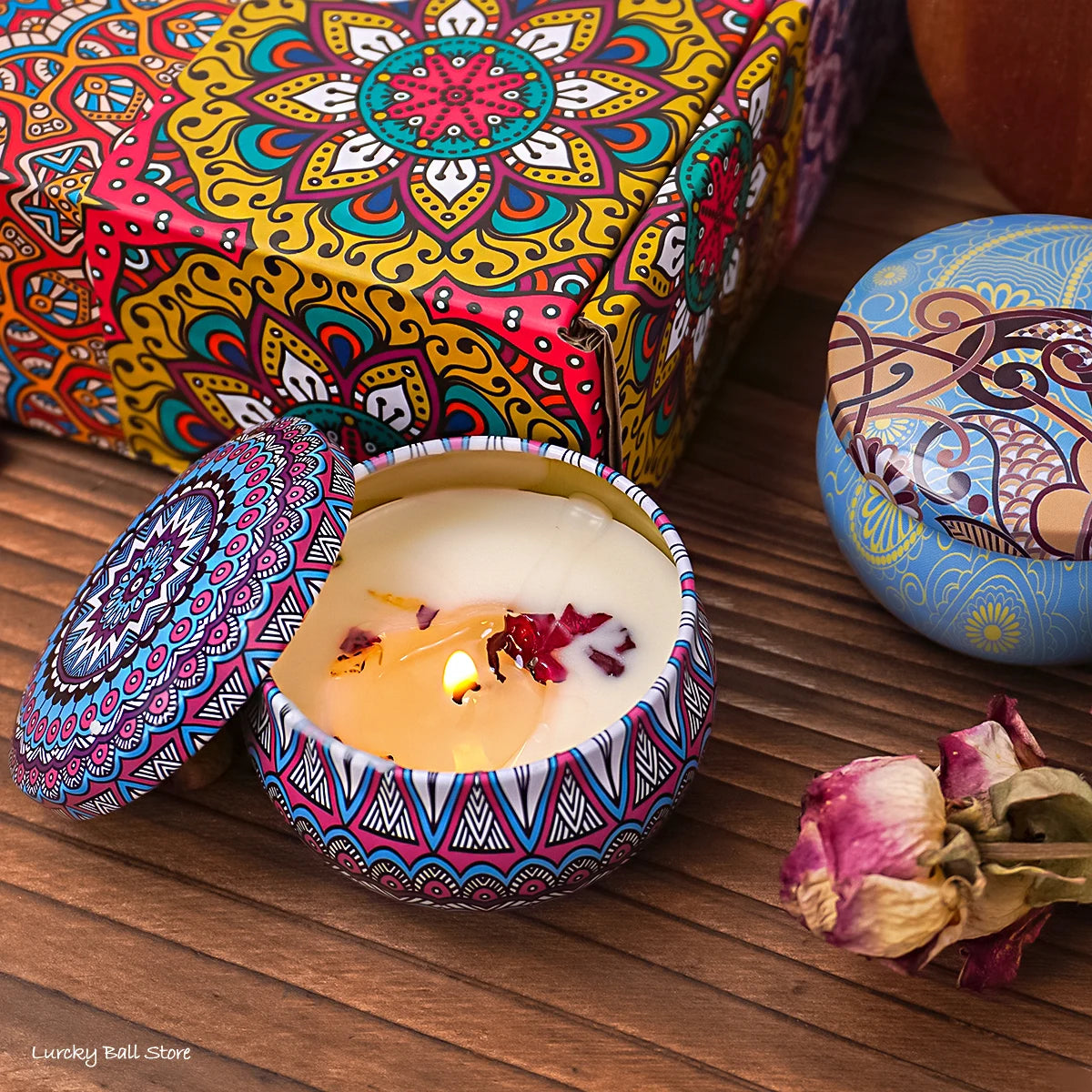 Aromatherapy Candle Gift Set – 4 Fragrances (Lavender, Jasmine, Freesia, Rose)