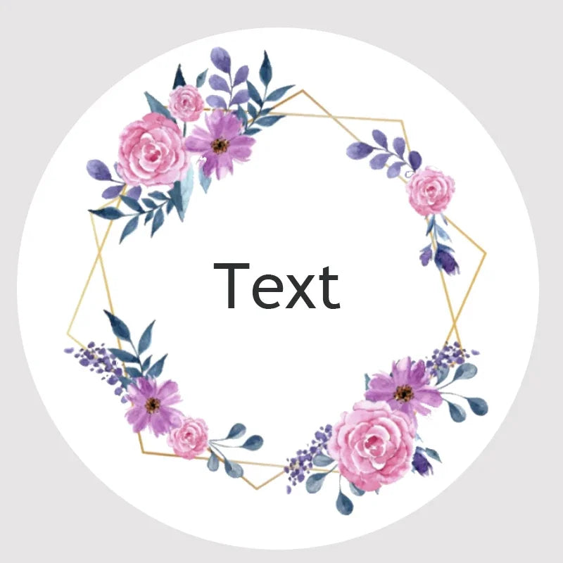 Custom Floral Frame Design Stickers – Personalized Round Labels for Weddings, Gifts & Packaging (100pcs)