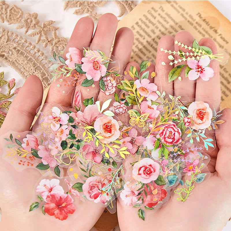 Blossom Dreams PET Sticker Pack – 40 Aesthetic Floral Stickers for DIY Journals, Gifts & Scrapbooks