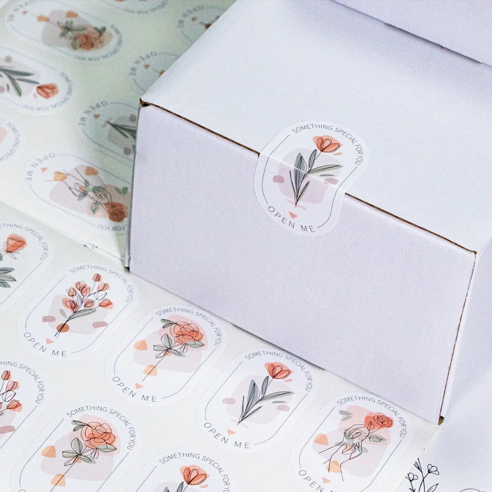 Botanical “Happy To See You” Stickers – Elegant Small Business & Gift Box Seals (100pcs)