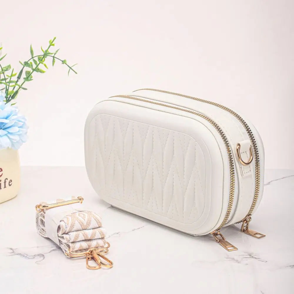 Trendy PU Leather Travel Makeup & Jewellery Organizer Pouch – Crossbody Bag with Strap