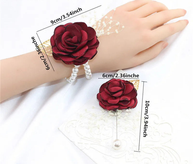 Elegant Rose Wrist Corsage & Boutonniere – Perfect for Weddings, Proms & Formal Events