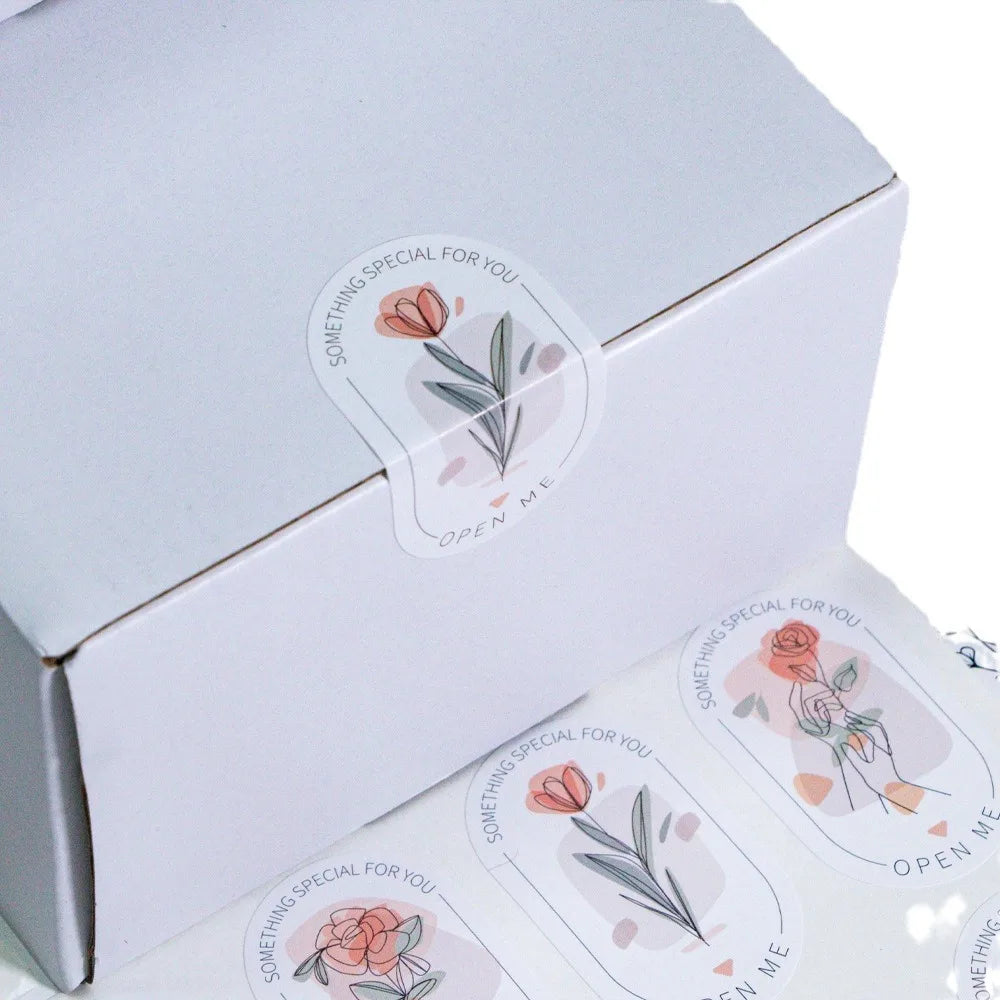 Botanical “Happy To See You” Stickers – Elegant Small Business & Gift Box Seals (100pcs)