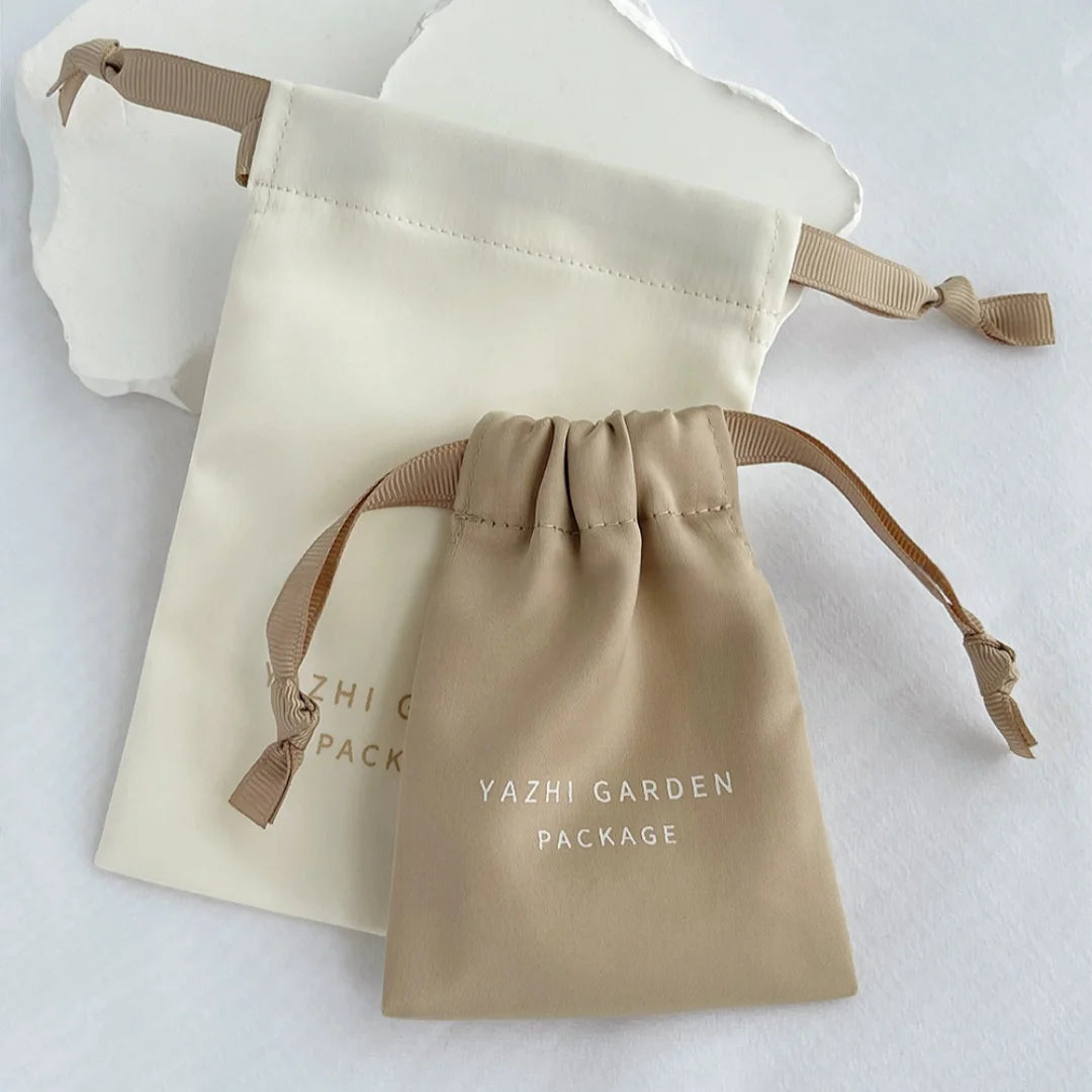 Custom Logo Satin Drawstring Pouches – Luxury Silk Jewellery Gift Bags & Wedding Favor Bags (50, 100pcs)