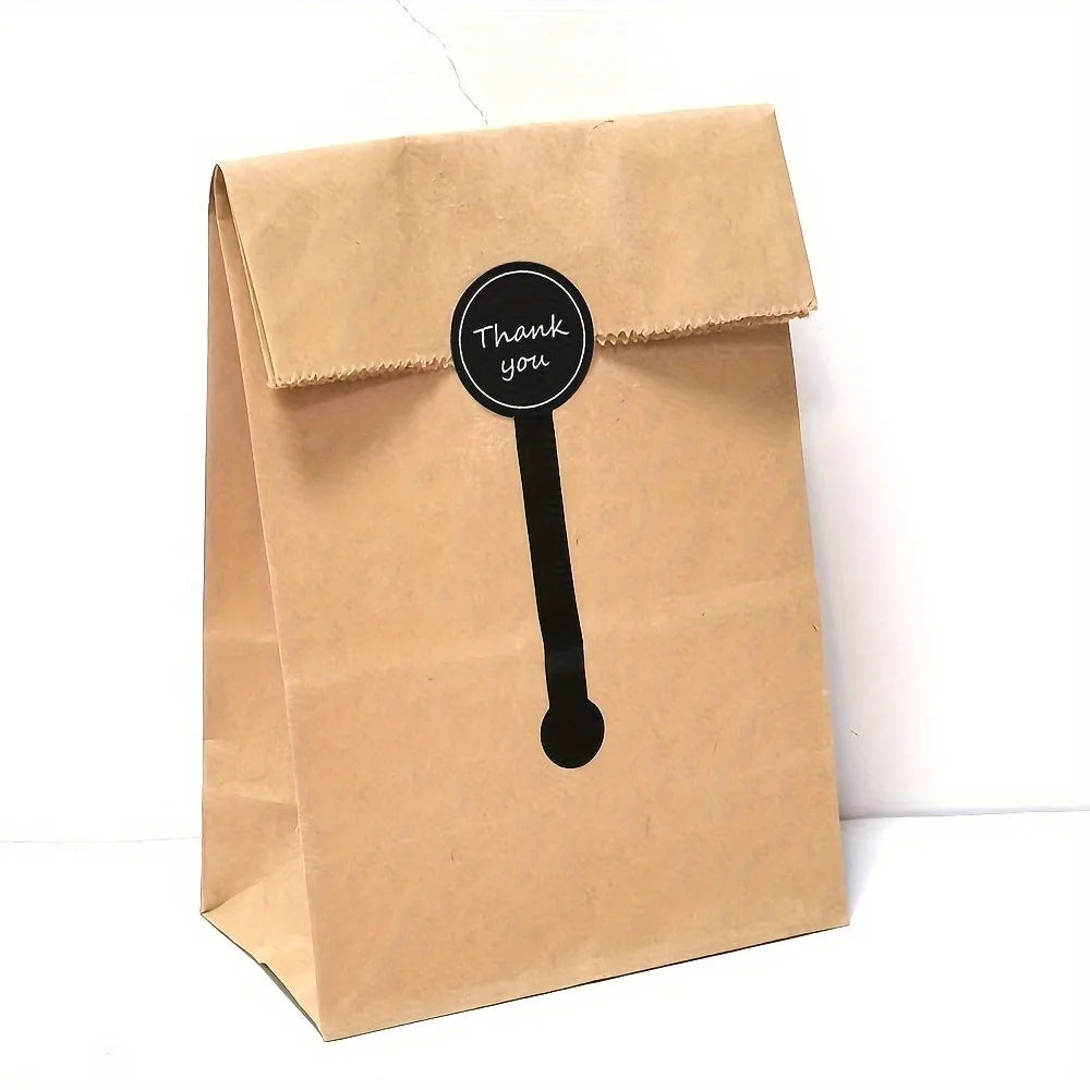 100/200pcs Black “Thank You” Long Sealing Stickers – Baking Box, Bottle & Gift Packaging Labels