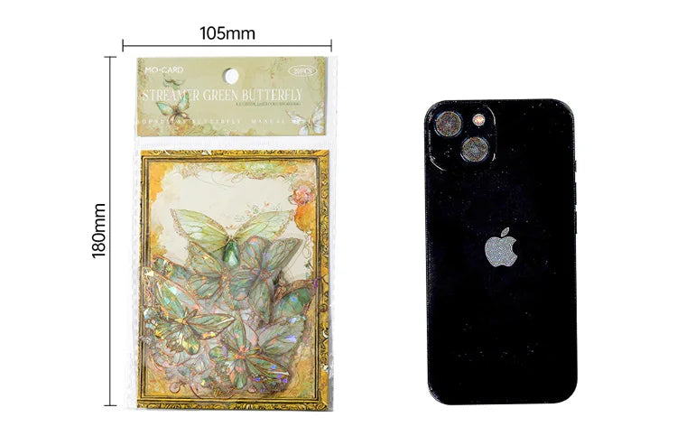 🦋 3D Butterfly Laser Stickers – Stereoscopic Gold Foil PET Scrapbook Set (30 Pcs)