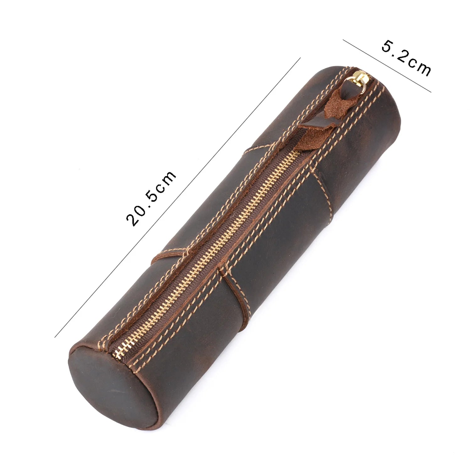 Vintage Handmade Leather Pencil Case – Zipper Organizer Pouch for Pens, Coins & Stationery