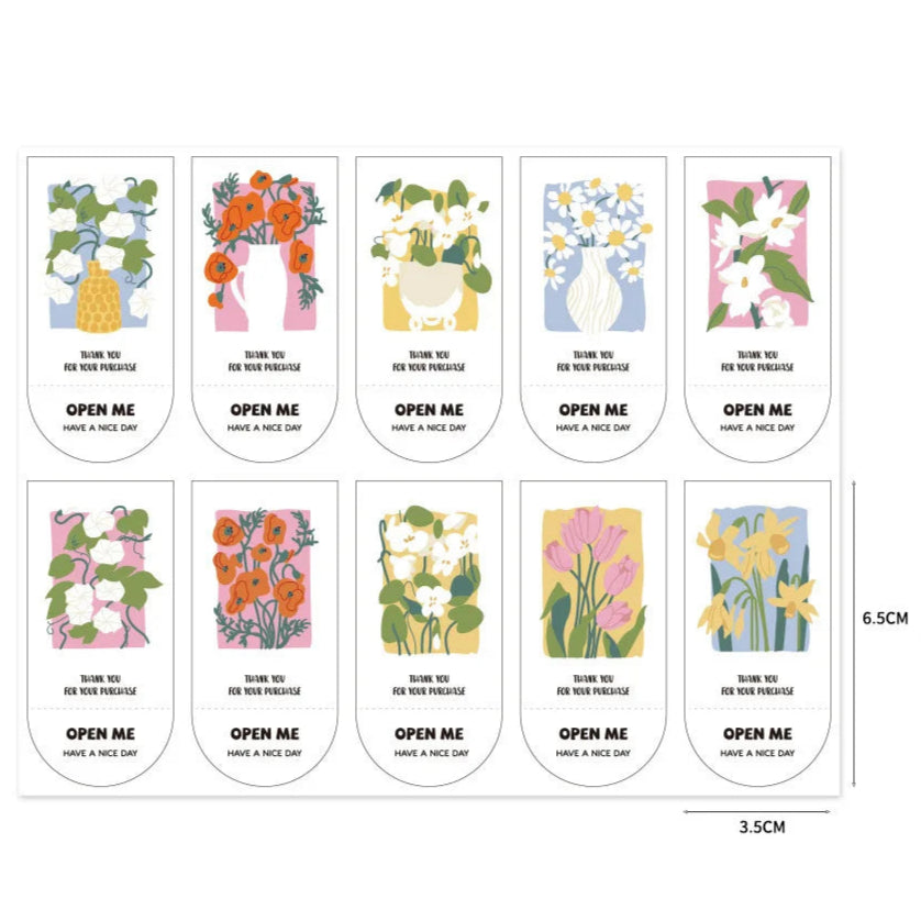 Botanical “Happy To See You” Stickers – Elegant Small Business & Gift Box Seals (100pcs)