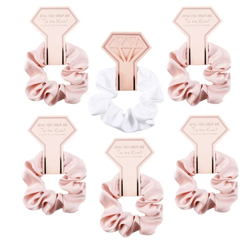 Bridesmaid Satin Scrunchies – Hen Party, Bridal Shower & Wedding Favors