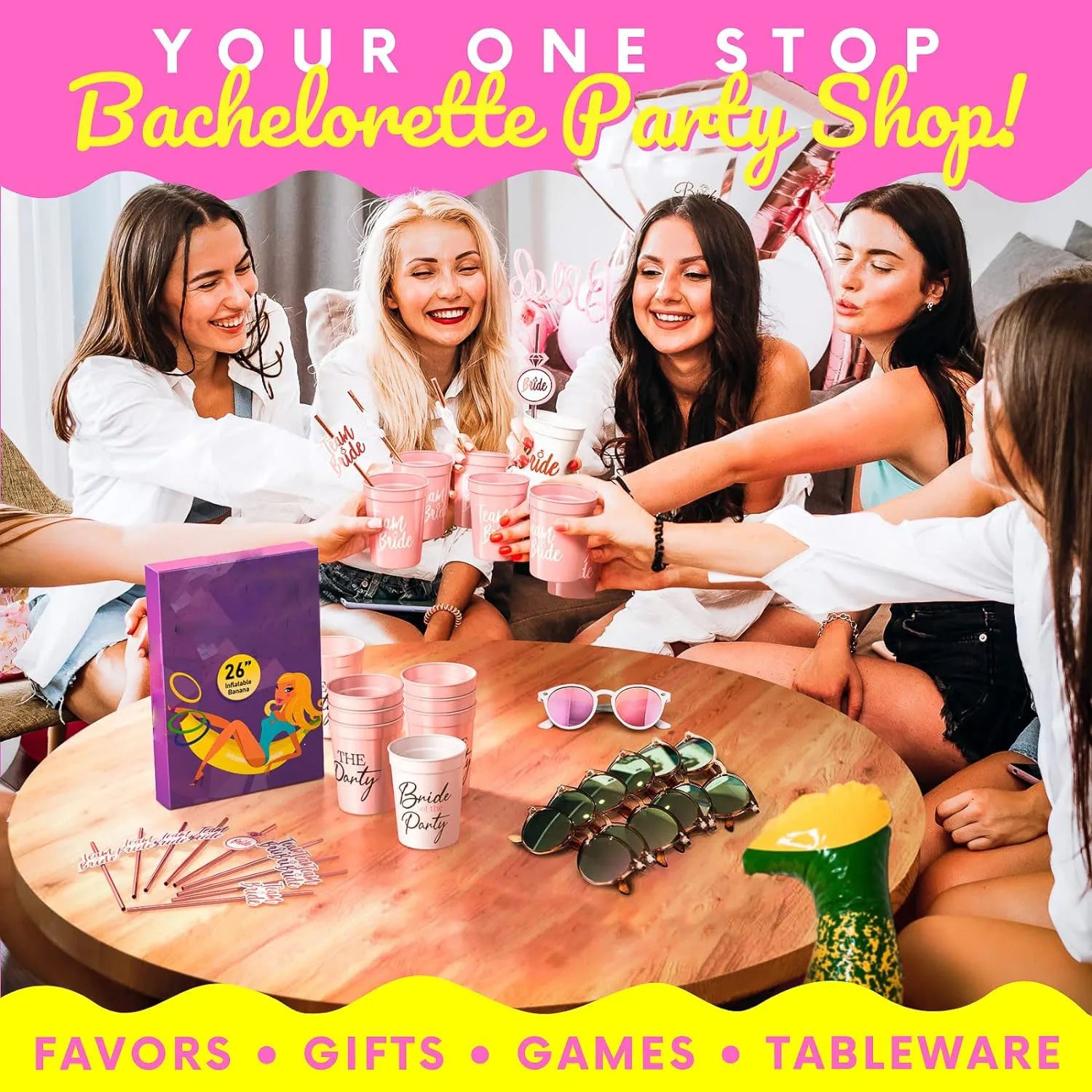 Team Bride & Bride Plastic Cups – Bachelorette Party & Bridal Shower Drinkware Set