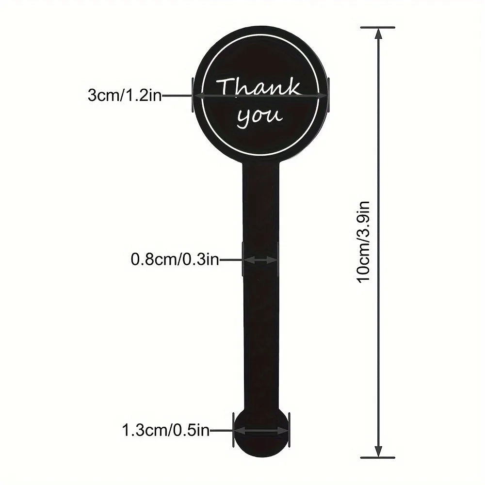 100/200pcs Black “Thank You” Long Sealing Stickers – Baking Box, Bottle & Gift Packaging Labels