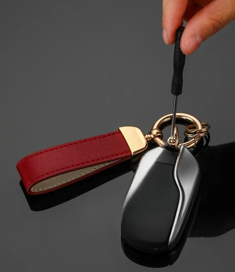 Custom Leather Keychain with Gift Box Personalized LOGO Name Numbers Vintage Keyring Laser Engraved Car Key Chain Holder