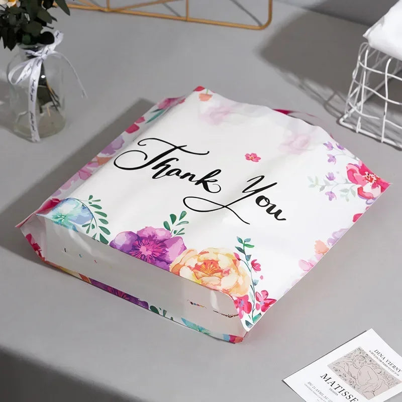50pcs Floral “Thank You” Gift Bags – Wedding, Birthday & Party Favor Packaging