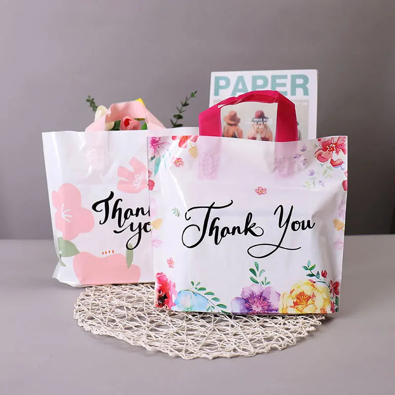 50pcs Floral “Thank You” Gift Bags – Wedding, Birthday & Party Favor Packaging