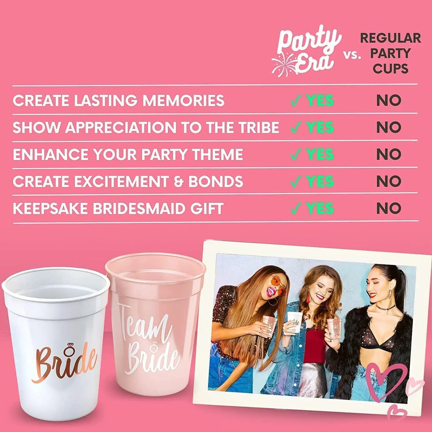 Team Bride & Bride Plastic Cups – Bachelorette Party & Bridal Shower Drinkware Set
