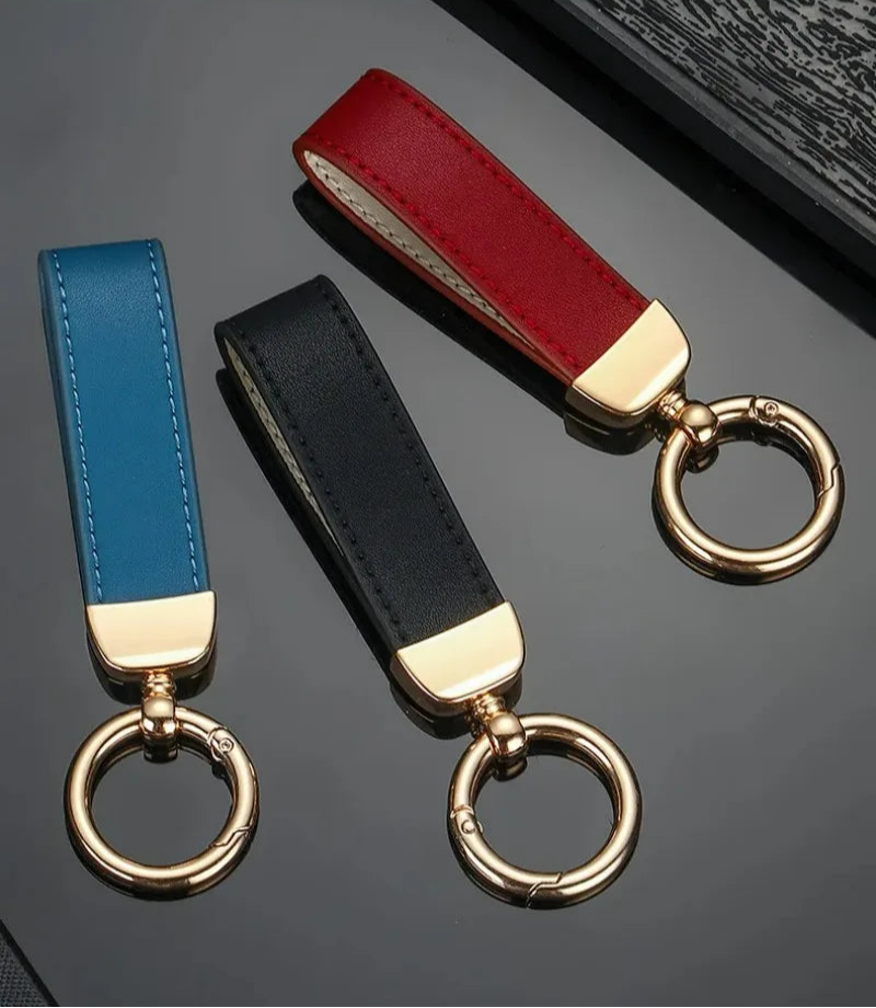 Custom Leather Keychain with Gift Box Personalized LOGO Name Numbers Vintage Keyring Laser Engraved Car Key Chain Holder
